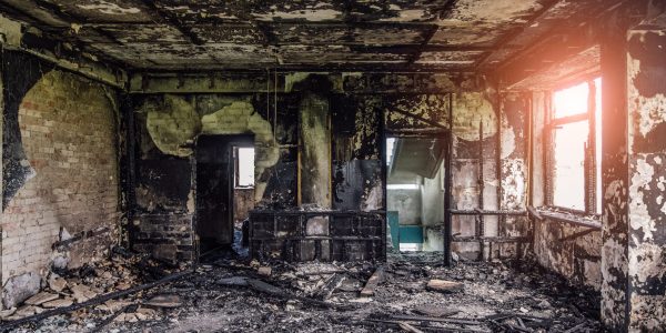 Burned,Interiors,Of,Industrial,Or,Residential,Building.,Fire,Consequences,Concept.