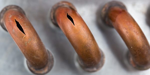 Burst,Copper,Pipes,From,The,Cold,,Closeup